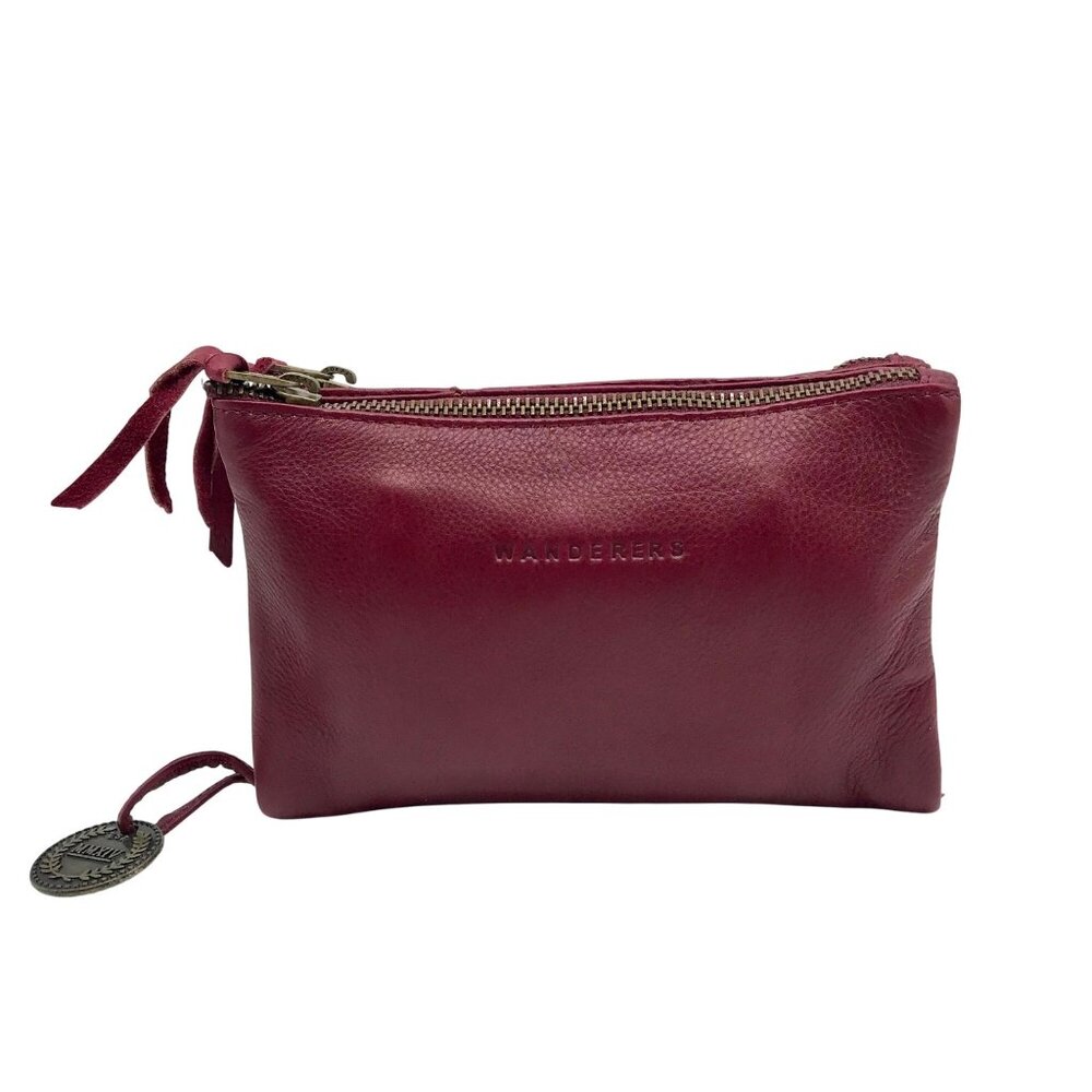 WANDERERS Burgundy Leather Zip Pouch Wallet